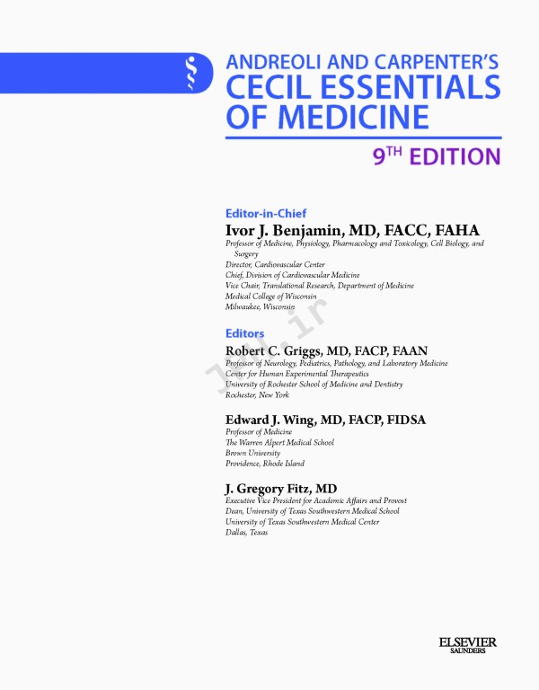 مبانی طب داخلی سسیل 2016 بیماری‌های عفونی | Andreoli and Carpenter's Cecil Essentials of Medicine 9th Edition