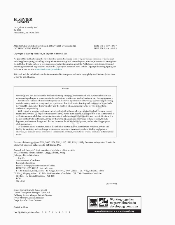 مبانی طب داخلی سسیل 2016 بیماری‌های عفونی | Andreoli and Carpenter's Cecil Essentials of Medicine 9th Edition