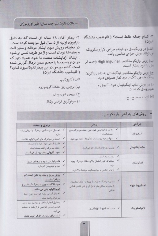 سوالات آزمون فلوشیپ سال‌های اخیر جلد اول اورولوژی