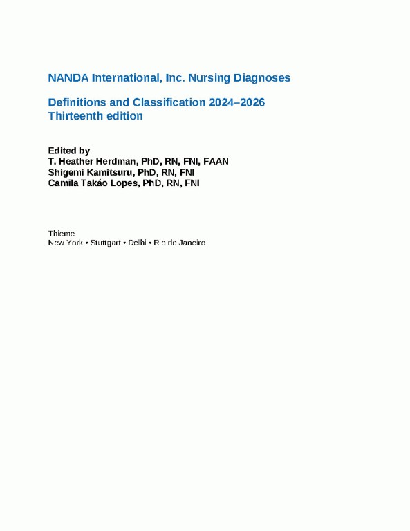 تشخیص‌های پرستاری ناندا 2024-2026 |  NANDA-I International Nursing Diagnoses: Definitions & Classification,13th Edition