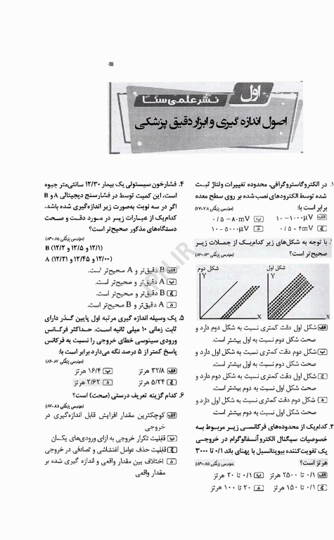 گنجینه جامع سوالات مقدمه‌ای بر مهندسی پزشکی با پاسخ تشریحی