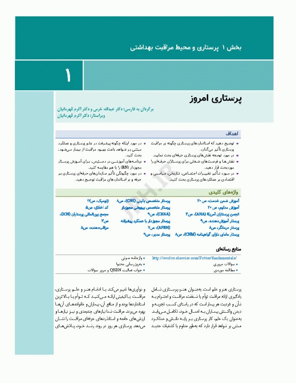 اصول و مبانی پرستاری پاتروپری 2024 جلد1 پرستاری و محیط مراقبت بهداشتی